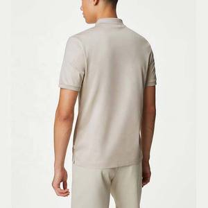 เสื้อโปโลแขนสั้นสีขาวสำหรับผู้ชาย ดีไซน์ซิป สีพื้น สไตล์ลำลอง ทรงปกติ ผ้าฝ้ายทอ ระบายอากาศได้ดี - Product Image 2