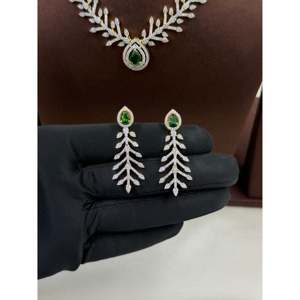 Indian Ethnic Juliee American Diamond <b>Gold</b> Plated Bridal Necklace & <b>Earring</b> <b>Set</b> - Product Image 4