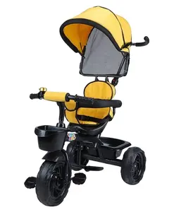 Élégant tricycle Toyzoy jaune en érable Pro Max pour groupe d'âge 2 à 5 ans avec auvent pour enfants enfants tout-petits idéal pour garçon fille