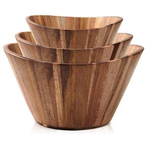 Juego de 3 Tazones para Ensalada de Madera de Acacia, Aptos para Alimentos, para Servir en la Cocina, para Frutas, Ensaladas y Aperitivos, Diseño Duradero - Product Image 2