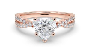 Anillo elegante y único con corazón y diamantes redondos de 0.75 ct, diamante cultivado en laboratorio en oro de 18 quilates y platino. - Product Image 3