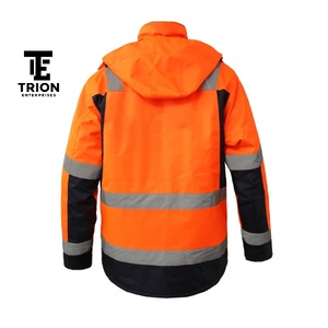 Chaquetas de alta visibilidad para seguridad en el tráfico y construcción, color naranja, reflectantes, impermeables, de tela suave. - Product Image 3