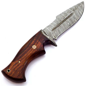 Cuchillo de hoja curva hecho a mano con acero de Damasco y mango de madera para caza. Cuchillos de Damasco a precio de mayorista. - Product Image 2