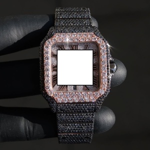 Reloj de Lujo con Incrustaciones de Moissanita VVS, Bisel Cuadrado con Números Romanos, Estilo Hip Hop, Automático - Product Image 2