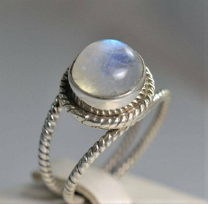 Moonstone <b>Ring</b> Natural Rainbow Moonstone 925 Silver Gemstone <b>Ring</b> Healing <b>Crystal</b> Jewelry - Product Image 6