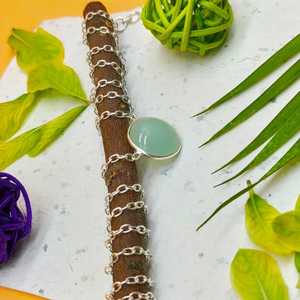 Collar de piedras preciosas de Calcedonia azul de Plata de Ley 925, cadena de bisel bohemio delicada hecha a mano, joyería de plata para niños de la Nueva Era - Product Image 4