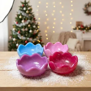 Juego de 4 Tazones de Resina con Diseño de Flores, Clásicos y Coloridos, con Acabado Glaseado, Aptos para Lavavajillas, Marca Moon Rise Craft - Product Image 1