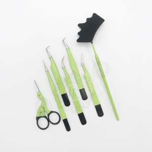 ที่ต่อขนตากรรไกรเคลือบผงสีดำสีเขียวนกแก้วสีเขียว - Product Image 1