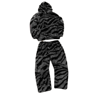 Survêtement d'hiver unisexe en polaire Sherpa épais et écologique, coupe-vent, avec logo personnalisé, pour le jogging, ensemble de survêtement uni avec capuche, pantalon de jogging pour homme - Product Image 1