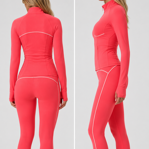 Chaqueta de running personalizada para mujer, conjunto de chaqueta ajustada con orificios para los pulgares, ropa deportiva, chaqueta de gimnasio y atletismo, fabricante ODM OEM - Product Image 4