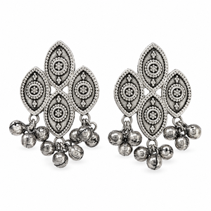Pendientes de campana de acero inoxidable plateado estilo bohemio antiguo para mujer, diseño tibetano vintage, venta al por mayor - Product Image 1