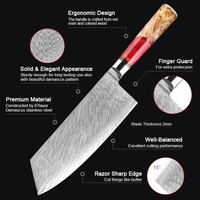 Viking Art Ambidextrous Cleavermes Damascus Staal Chinees Koksmes Professioneel Slagermes Scherp Vlees Groente Keukenmes