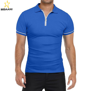Camisas Polo de Manga Corta para Hombre, Cuello Solapa, Cierre de Cremallera, Corte Ajustado, Diseño Básico, Algodón - Product Image 1