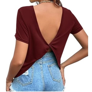 Camiseta holgada de verano de color blanco liso sin espalda, de media manga, estilo crop top oversize para mujer, personalizada por ROYAL SPORTS - Product Image 6