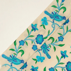 Tela de Bordado Premium con Textura de Malta, Tela de Poliéster Suave con Malla de Georgette y Encaje, Estampado Floral, Tela de Diseño para Vestidos de Novia - Product Image 3