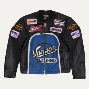 Veste de moto en cuir Vanson Solid Streetwear, style racing, protection CE, coupe-vent, chauffante, écologique, fabriquée au Pakistan, unisexe - Product Image 1