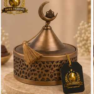 Gold And Wood Accent Serving <b>Bowl</b> <b>With</b> <b>Lidded</b> Pot Luxury Metal Tableware Nut Container Sweet Box Centerpiece Snack Fruit Server - Product Image 3
