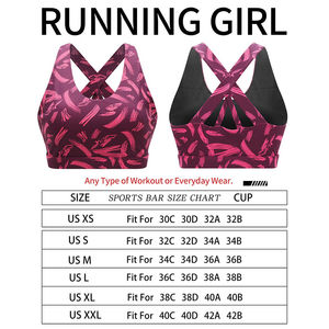 Breathable Quick Dry High Support Sports <b>Bra</b> Four Way <b>Stretch</b> Simple Design Front for Yoga Gym Exercise Performance Clothing - Product Image 5