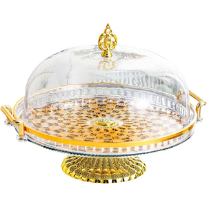 Golden Brass <b>Cake</b> Platter With Glass <b>Dome</b> Cover Hemisphere Shape Reusable Dessert Display <b>Stand</b> Countertop <b>Cake</b> <b>Dome</b> - Product Image 5
