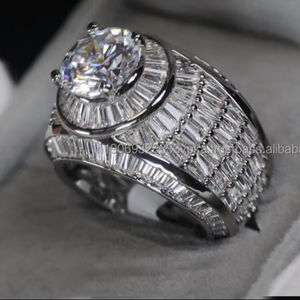 Anillo de Hip Hop con Diamantes de Imitación Moissanite para Hombre y Mujer, Regalo de Aniversario, Plata de Ley 925 con Baño de Rodio, Anillo para el Dedo Muñeca - Product Image 2