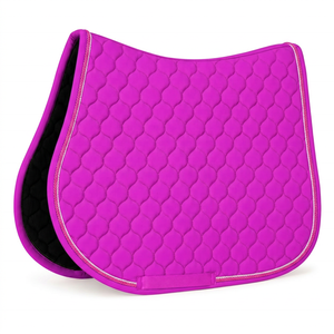 Manta de Montar Acolchada Verde Oliva con Forro de Malla y Ribete Rosa para Protección del Caballo - Product Image 3