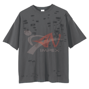 T-shirt Homme Effet Vieilli Vintage Coupe Oversize Déchiré Style Décontracté – Vente en Gros de T-shirts Homme Effet Vieilli Personnalisés en Coton à Manches Courtes - Product Image 6