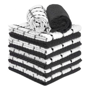 Absorbant en tissu sans filigrane de verre de nettoyage à carreaux de couleur grise pour un essuyage efficace de la serviette de cuisine brodée de golf - Product Image 2