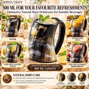 Jarra de Corno Artesanal con Asa - Diseño Clásico, Gran Jarra de Cerveza para Beber Hidromiel, Cerveza - Regalo Perfecto para - Product Image 5