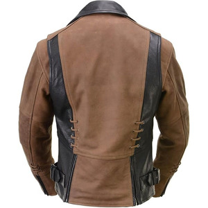 SAMROZ SPORTS Chaqueta de Motociclista de Cuero Marrón y Negro Estilo Vintage para Mujer - Product Image 2