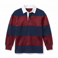 Maillot de rugby personnalisé en tricot rayé, en polycoton teint en fil, poids lourd 350 g/m², pour équipes scolaires et universitaires