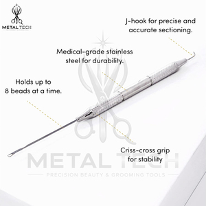 Dual Ended Stainless Steel Hair Extension Pulling <b>Needle</b> Tool Textured Handle Latch Hook Loop <b>Threader</b> Reusable Salon Use for - Product Image 4