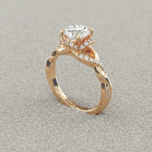 แหวนหมั้นชุบทองโรสโกลด์สไตล์วินเทจสำหรับง่ามชุดเพชร - Product Image 3