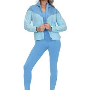 Light Blue Hooded Racer <b>Quilted</b> <b>Jacket</b> with Zipper Closure Sporty Windproof Waterproof Reversible <b>Pattern</b> Nylon Spandex - Product Image 1