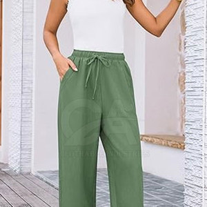 Women Mid Waist Wide Leg <b>Summer</b> <b>Trousers</b> <b>Lightweight</b> Breathable Casual Pants <b>Ladies</b> Loose Fit Linen Blend <b>Summer</b> Pants - Product Image 4