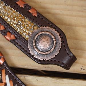 Conjunto de cabezada de una oreja y correa de pecho ajustable de cuero genuino, accesorios ecuestres occidentales con revestimiento de pelo de vaca - Product Image 2
