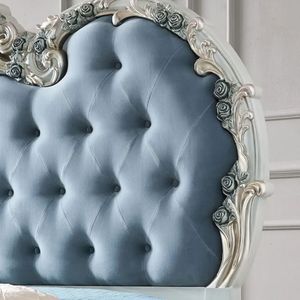 Hot Sale Mandarin Oriental Luxury Classic <b>Soft</b> Blue Tufted Bedroom Set Upholstered <b>Bed</b> <b>Frame</b> Elegant European Style Furniture - Product Image 6