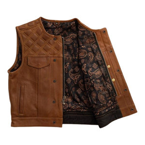 Gilet de motard vintage en cuir véritable robuste pour homme, respirant, coupe-vent, imperméable, offrant une construction solide - Product Image 5