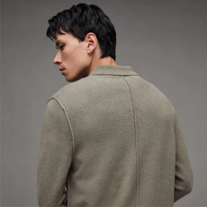 Jersey de Punto para Hombre, Transpirable, Manga Larga, Color Sólido, Estilo Casual, Diseño Antipilling, Cuello Camisero - Product Image 4