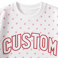 Sweat-shirt personnalisé pour femme, coupe oversize, en coton, imprimé à pois, col rond, pull décontracté avec logo brodé personnalisé en forme d'arche