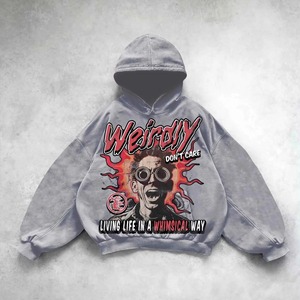 Sudadera con Capucha Negra de Algodón Grueso de Alta Calidad Personalizada, con Hombros Caídos, Logotipo Personalizado Impreso, Estilo Urbano - Product Image 2