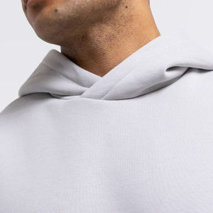 Custom Light <b>Grey</b> Cotton knitted Pullover Hoodie Heavyweight Blank <b>Sweatshirt</b> OEM ODM Manufacturer - Product Image 4