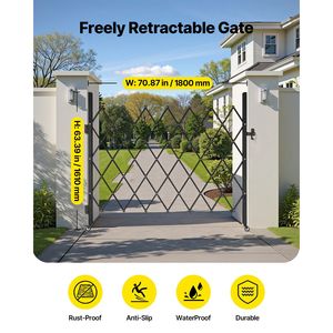 Cancello di Sicurezza Pieghevole Singolo con Chiusura a Forbice, Ruote Girevoli a 360 Gradi, Barriera Esterna in Acciaio Retrattile per Scuole - Product Image 2