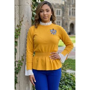 PEARLfect Sweater Premium Knit Pullover Pearl Detail Crewneck Sweater Soft Warm Casual Fashion Top Elegant Women's Streetwear - Product Image 1