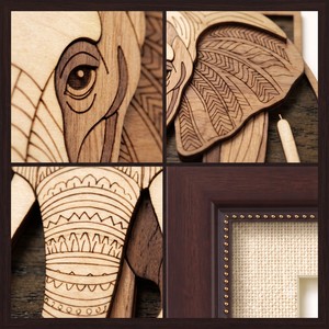 Majestic African <b>Elephant</b> Handcrafted Wooden Veneer Wall Art | Premium Layered Wood Inlay | Rustic Wildlife Home <b>Decor</b> Gift - Product Image 2