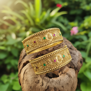 Classic 24K Gold Plated <b>Copper</b> <b>Bangles</b> with Bezel Setting - Product Image 3