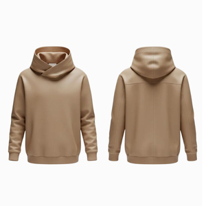 Wholesale Men's Winter Solid Knitted Windproof Embossed Front Leather Hoodie Streetwear <b>Hip</b> Hop Pullover Sweatshirt Customized - Product Image 3