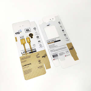 Caja plegable blanca con logo personalizado para accesorios de teléfonos móviles, cargador, cable USB y caja de cartón. - Product Image 3