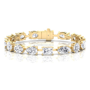 Chaîne de tennis en diamants de laboratoire IGI de luxe, personnalisable, haute joaillerie pour femmes, bracelet de tennis en diamants en or 10/14/18 carats - Product Image 1