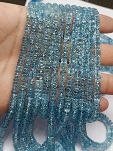 Cuentas de Aguamarina Natural Santa María, Corte Heishi, Forma de Rueda/Neumático, Facetadas, Color Azul, 5mm-8mm, Diámetro del Orificio 0.30mm, Alta Calidad - Product Image 5