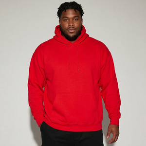 Sudadera con Capucha Oversize Roja para Hombre, Color Sólido, Informal, de Forro Polar, con Bolsillos, para Otoño, Corte Holgado, 100% Algodón - Product Image 5